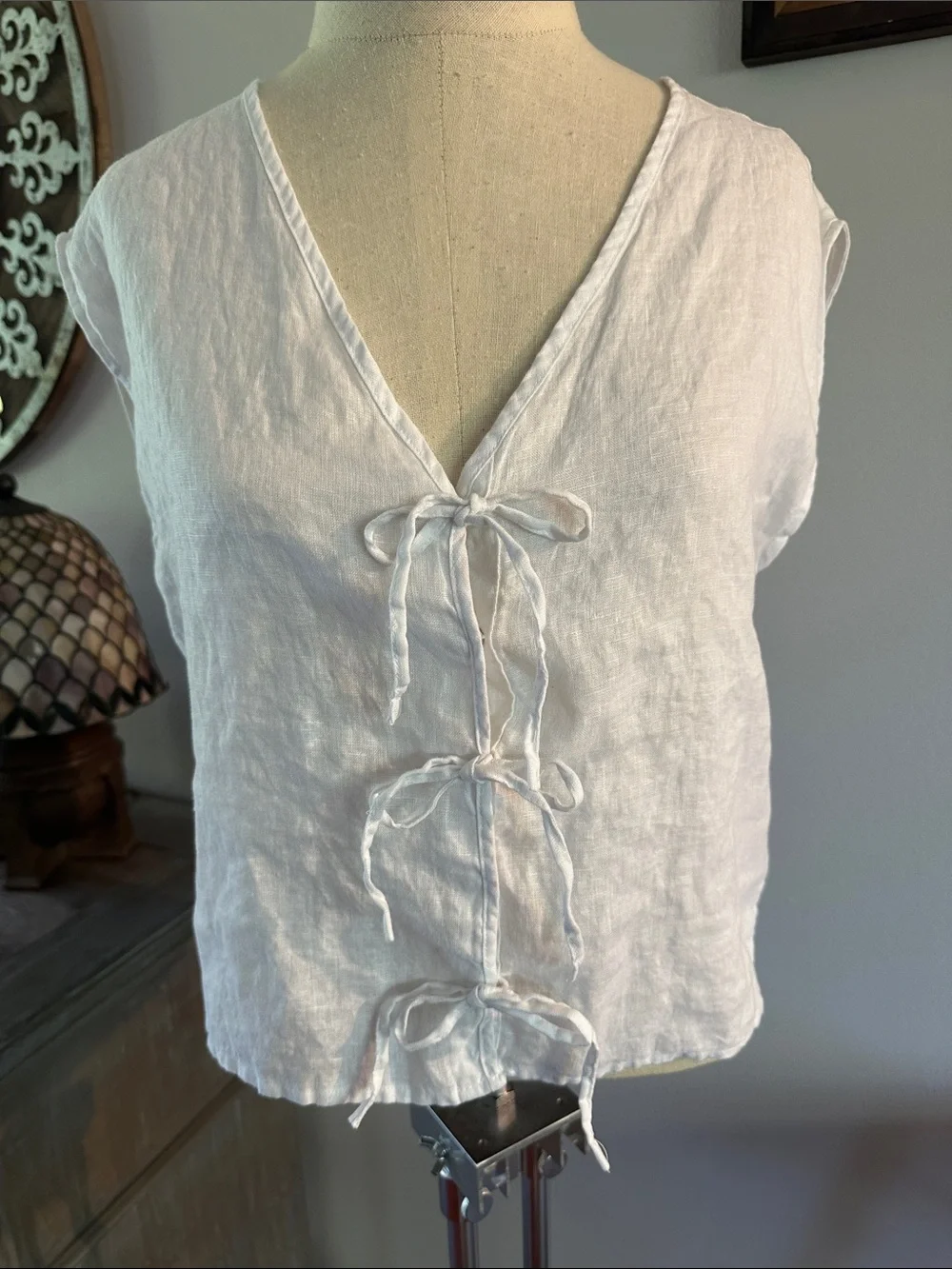 Linen Tie-Front Vest/Top - Picture 5 of 7